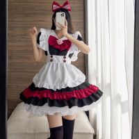 ✉﹍☄ Halloween Vampire Devil Maid Lolita Gothic Black Red Maid Cos อะนิเมะคอสเพลย์เครื่องแต่งกาย