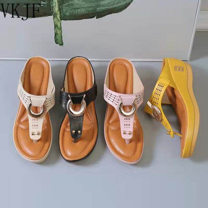 VKJF 2023 Women New Summer Sandals Open Toe Beach Shoes Flip Flops Wedges  Comfortable Slippers Cute Sandals Plu Size 35~43 | Lazada Singapore