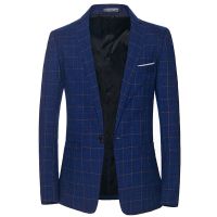 ZZOOI 2022 new Fashion plaid brushed business suit mens autumn new Korean version youth slim suit jacket blazers for men