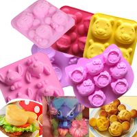 Cartoon Silicone Mold For Baking Stitch Bear Mouse Cat Pig Duck Chocolate Soap Mould Animal Cake Decorating Tool Cupcake Topper Bread Cake  Cookie Acc