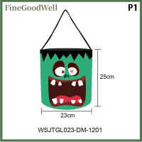 FineGoodWell ตะกร้า2023ใส่ของตกแต่งฮัลโลวีนแบบพับได้ตะกร้าใส่ขนมฟักทองตะกร้าของขวัญปาร์ตี้วันขอบคุณพระเจ้าแบบใหม่