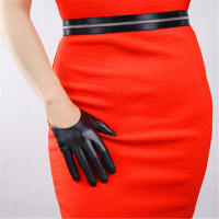 Extra Long Leather Gloves 70cm Faux Leather Sheepskin Matte Black PU Gloves Female Touchscreen Function WPU231