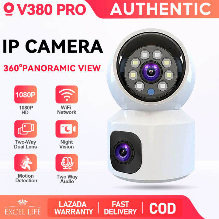 V380 PRO Dual Lens Ip security Camera indoor with speaker and audio