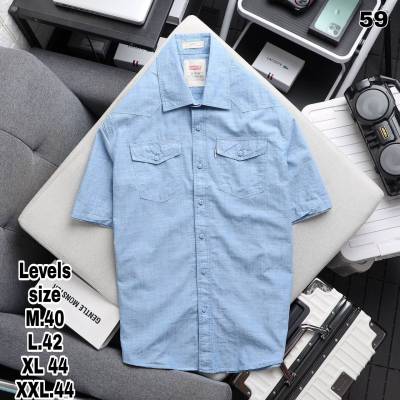 【New Collection】เสื้อเชิ้ต Lev!’s shirt ผ้าเชมเบย์ CO97