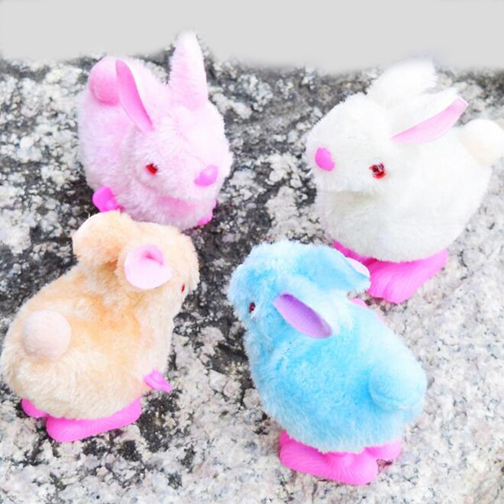 Plush Wind-up Kids Plastic Rabbit Model Jumping Hobbies Classic Toys 