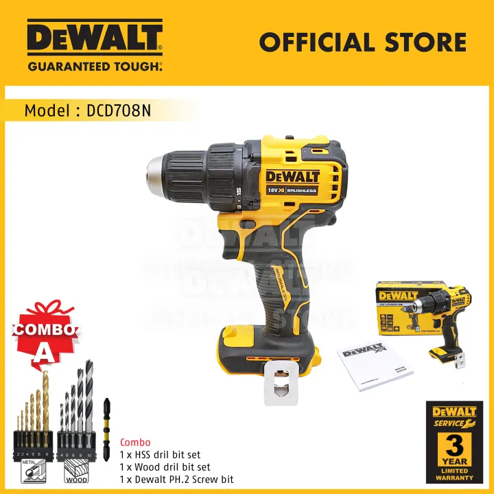 Dewalt Atomic DCD708N-XJ 13mm ( 1/2" ) 18/20V Brushless Cordless Drill ...