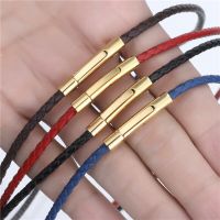 ZZOOI 3mm Leather Necklaces for Men Women Black/Red/Blue/Brown Choker Braided Genuine Leather Necklace Cord Steel Magnetic Clasp