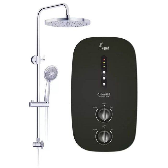 Champs Instant Water Heater Legend with Rain Shower Set Black / White