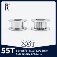 55ฟัน2GT Idler รอก3D ชิ้นส่วนเครื่องพิมพ์ Bore568101215มิลลิเมตรด้วยแบริ่งเข็มขัด Width610มิลลิเมตร GT2 Synchronous ล้อ Timing รอก