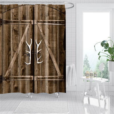 Modern 3D Print Bathroom Shower Curtain Set Waterproof Mildew Proof Bath Curtain Environmental Toilet Door Curtain with 12 Hooks