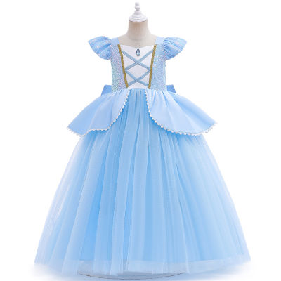 การค้าต่างประเทศสินค้าใหม่ Cinderella ชุดเจ้าหญิงเด็กผู้หญิง cosplay กระโปรงชุดเดรสเอวสูงกระโปรงเด็กตาข่าย