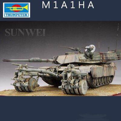 Trumpeter00336 1/35เครื่องชั่ง Electru.s รถถังประจัญบานหลัก M1A1HA พร้อมมอเตอร์กวาดทุ่นระเบิดชุดหุ่นประกอบอาคาร Hoy DIY