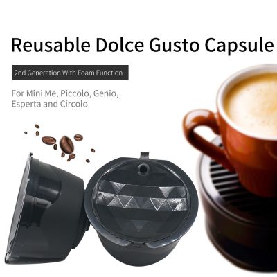 Dolce Gusto Refillable Capsules Pods Rusable Coffee Filters Set of 2/4/6 PCS for Coffee Maker with Spoon Cleaning Brush