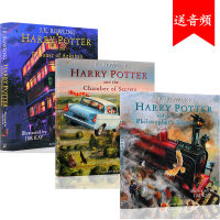 [] genuine Harry Potter English original Harry Potter 1 2 3 British color painting illustration hardcover large hardcover collection Commemorative Edition 3 volumes of J. K. Rowling Rowlings English novels