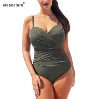 2021 New y One Piece Swimsuit Women Mesh Patchwork Bathing Suits Vintage Swimwear Summer Beach Wear Swim Suit Plus Size M-4XL