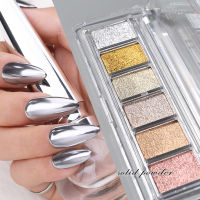 6 สีเลเซอร์ Aurora กระจกเงาเล็บ Glitter ผงเมทัลลิค UV เจลสีเล็บตกแต่งอุปกรณ์เสริม-Yeors