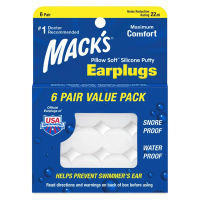 Macks Pillow Soft Silicone Earplugs - 6 Pair, Value Pack – The Original Moldable Silicone Putty Ear Plugs for Sleeping, Snoring, Swimming, Travel, Concerts and Studying