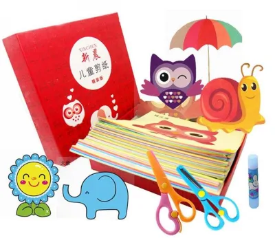【CC】◈  96Pcs/48Pcs Kids Cartoon Color Paper Folding and Cutting Child Kingergarden Educational kids craft