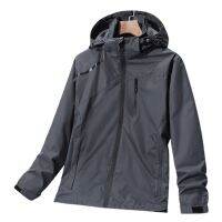 ผู้ชาย Windbreaker กันน้ำ Windproof ฤดูใบไม้ผลิฤดูใบไม้ร่วง Plus ขนาด Hooded Jacket Coat สำหรับ Outdoor