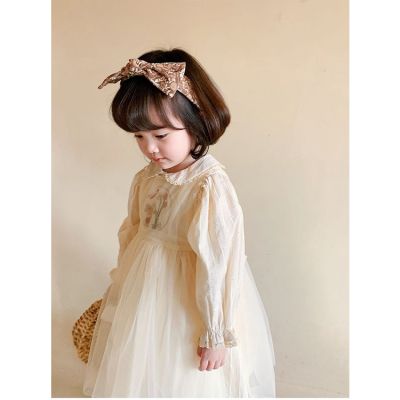 [ส่งของ]Girls doll collar embroidered gauze skirt 202 Lady Spring New Gentle cute baby girl sweet princess skirt