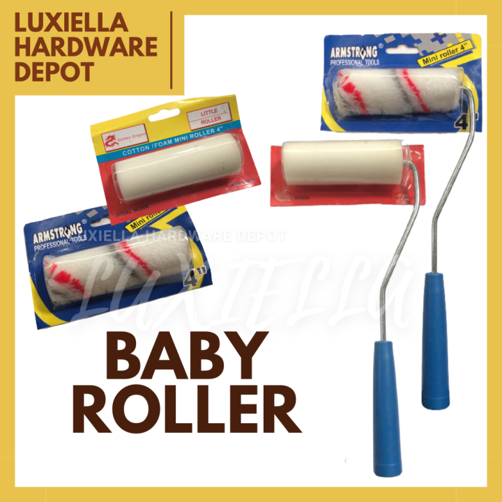 [Luxiella] Paint Baby Roller Cotton and Foam with Handle 4" Lazada PH