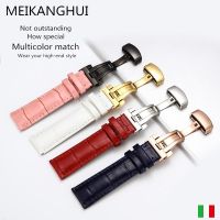 Leather strap 12-22mm universal watch four-color butterfly buckle steel buckle strap wrist strap tools