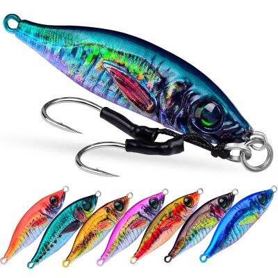 【DT】hot！ Metal Jigging 30g 40g 60g 80g Print Little Jack Vib Slow Shore Casting Bait with Assist Hooks for Saltwater Lures