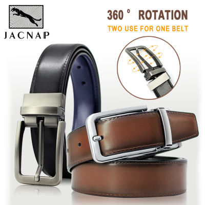 JACNAIP Pin Buckle Leather Mens belt Rotatable Luxury Reversible Belts For Men Jeans Cowhide Belts Genuine 2 In 1 ремень мужской