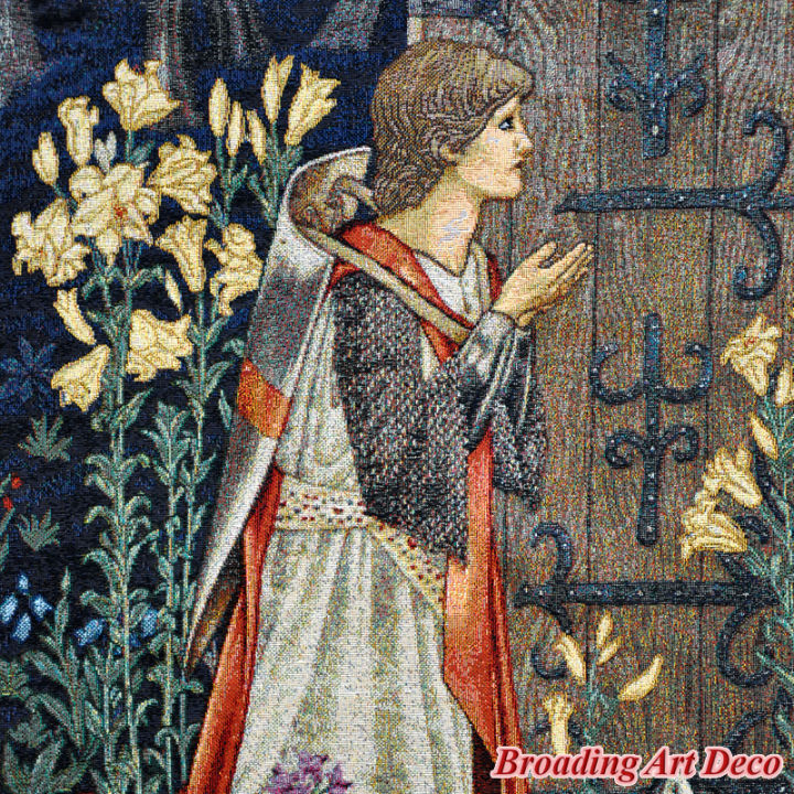 the-achievement-ii-medieval-tapestry-wall-hanging-william-morris-holy-grail-tapestries-jacquard-weave-gobelin-art-deco-140x98cm