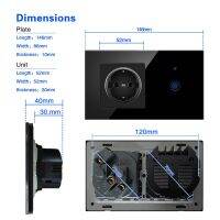 Szaoju TUYA สวิตช์สมาร์ททัชเบ้าติดผนังเยอรมันขนาด146*86มม. ที่เสียบไฟแผงหน้ารถกระจกคริสตัลแบบเทมเปอร์เยอรมันพร้อม AC110-250V สวิตช์ WIFI