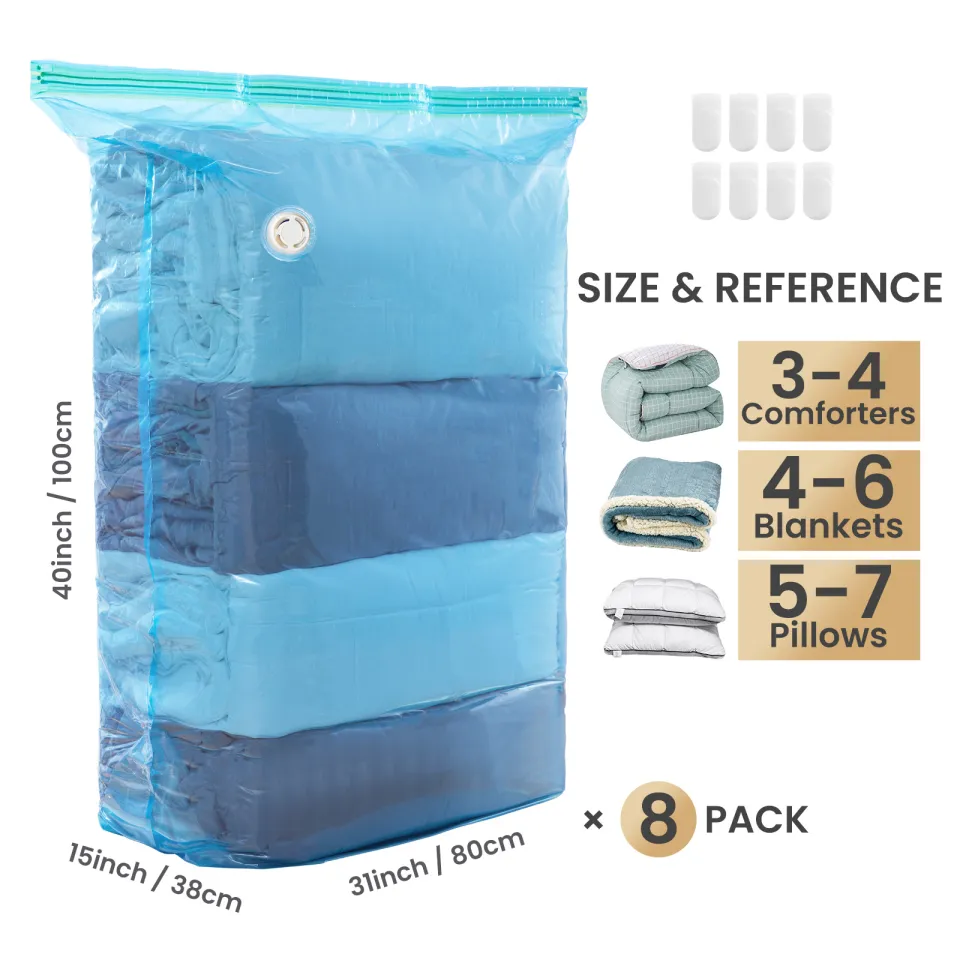 TAILI Vacuum Storage Bags 4 Pack, Space Saver Bags, Jumbo Cube (31x40x15  Inch), Extra Large Vacuum Sealer Bags for Comforters Blankets Bedding  Duvet