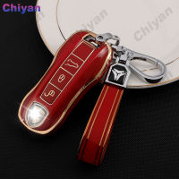 TPU Smart Car Key Case Cover Shell กระเป๋าพวงกุญแจสำหรับ Porsche Cayenne Coupe Panamera Taycan 911 Boxter Macan 718 Keyless รีโมท Fob ผู้ถือ Protector