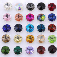 24สีเย็บบน Rivoli รอบคริสตัล Rhinestones กับซิลเวอร์ติดตั้งกรงเล็บหินแวววาวเย็บคริสตัล6มิลลิเมตร8มิลลิเมตร10มิลลิเมตร12มิลลิเมตร14มิลลิเมตร16มิลลิเมตร25มิลลิเมตรสำหรับเย็บปักถักร้อย Diy คริสตัลสำหรับอุปกรณ์เสื้อผ้ารองเท้า