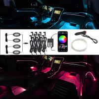 Car EL Neon Strip App Sound Control Lights RGB Multiple Modes LED Decorative Ambient Light Auto Interior Atmosphere Lamps 12V