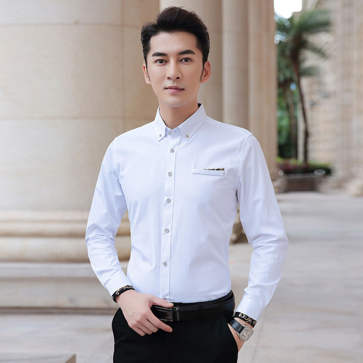 White Shirt For Men Work Shirt Anti-Wrinkle Non-Iron Long Sleeved Formal  Office Shirt Kemeja Lelaki M-5Xl | Lazada