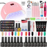 Poly Kit ชุดเล็บมืออาชีพพร้อม54366W UV Lamp Acrylic Extension Gel All For Manicure Gel Tools Set