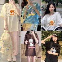 COD?cute?STTB017 เสื้อยืดอนิเมะสไตล์ญี่ปุ่นแฟชั่นผู้หญิง oversize คอกลมแขนสั้นลำลอง เนื้อผ้านุ่มบางเบาใส่สบาย