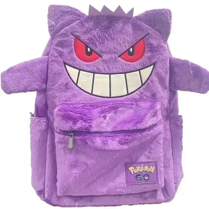 Cute Pokemon Backpack Kawaii Japanese Style Plush Bag Gengar Eevee Snorlax  Backpack Schoolbag Cosplay Props Fashion Gifts