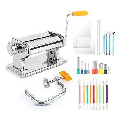 Polymer Clay Roller Machine Set Stainless Steel Polymer Clay Extruder Manual for Kids Adults Clay Pottery Craft Making