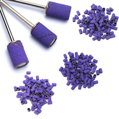 ELEGANT 100pcs Purple Sanding Cap Bands For Electric Manicure Machine 180/120/80 Grit Nail Drill Grinding Bit Files Pedicure Tool Set
