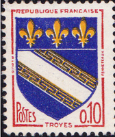 แสตมป์ฝรั่งเศส ประมาณ 1963.- Postage stamp printed in France and part of a series depicting symbols of French