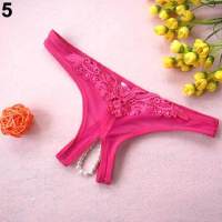 Underwear Crotch Open Panties Thong Decor Pearl Faux Crotchless Sexy Women