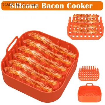 Can Bacon Microwaveable Bacon Cooker Mess-Free & Splatter-Prof, Plastic 