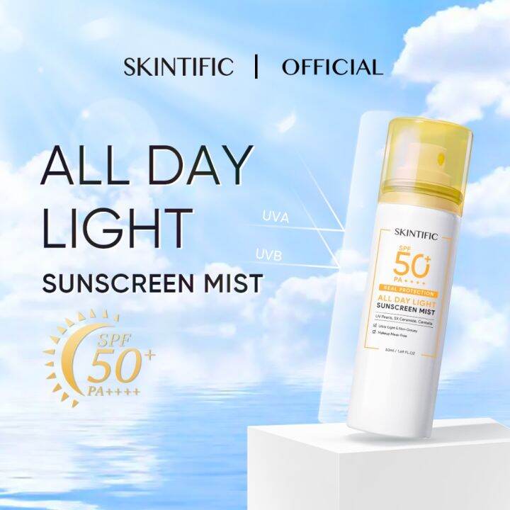 Skintific All Day Light Sunscreen Mist Spf50 Pa Whitening Sunblock ...