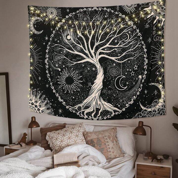 tree-tapestry-moon-and-sun-black-wall-hanging-tapestry-psychedelic-mandala-starry-sky-tapestry-hippie-tapestry