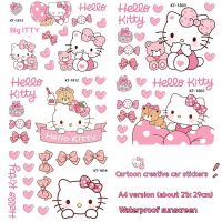 Sanrio สติกเกอร์ตกแต่งรถยนต์ไฟฟ้าสติกเกอร์รถการ์ตูนน่ารักคิตตี้สติกเกอร์ตกแต่ง Stiker Motor