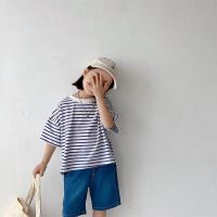 Family Matching Clothes Spring Summer Children Stripe Cotton Navy Shirt Baby Boy Girl Cotton Top Classic Women Shirt Kids Outfit