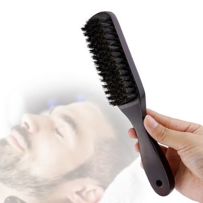 ‘；【。- Wood Handle Boar Bristle Cleaning Brush Hairdressing Men Beard Brush Anti Static Barber Hair Styling Comb Shaving Barber Tools