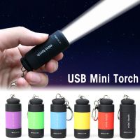 ไฟฉายไฟชาร์จusb ไฟฉายเล็ก LED แบบพกพา,ไฟฉายแคมป์เดินป่ากันน้ำพวงกุญแจโคมไฟ