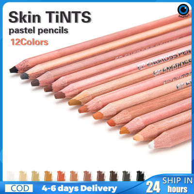 ดินสอสีอ่อน12สีสำหรับมืออาชีพสีผิวพาสเทลดินสอสี Pensil Lukis ด้วยมือ